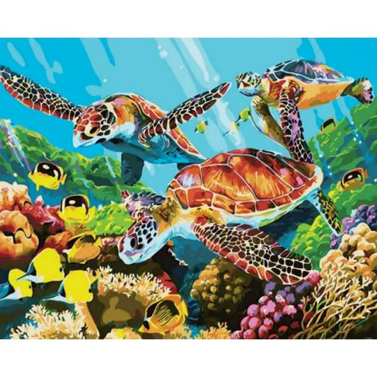 Pintura numerada: Equipo Turtle Tide 40x50cm - Coral Artes - MX