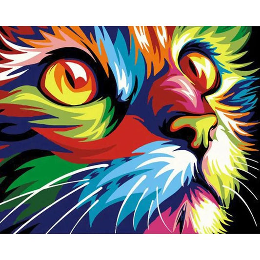 Pintura numerada: Gato Colorido - 40x50cm - Coral Artes - MX