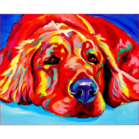 Pintura numerada: Perro Colorido - 40x50cm - Coral Artes - MX