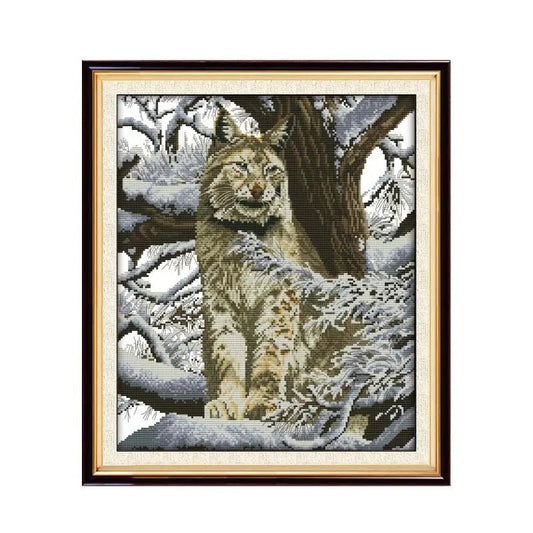 Punto de Cruz: Leopardo Elegante - 44x37cm - Coral Artes - MX