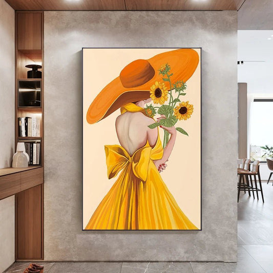 Punto de Cruz: La mujer del sombrero - 71x50cm - Coral Artes - MX