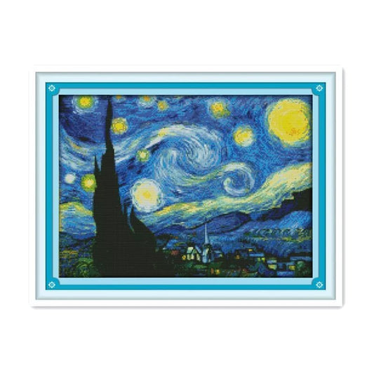 Punto de Cruz: La Noche Estrellada - 46x35cm - Coral Artes - MX